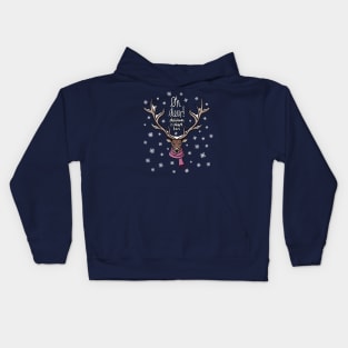 Oh Deer! Christmas is almost here. Digital Illustration Kids Hoodie